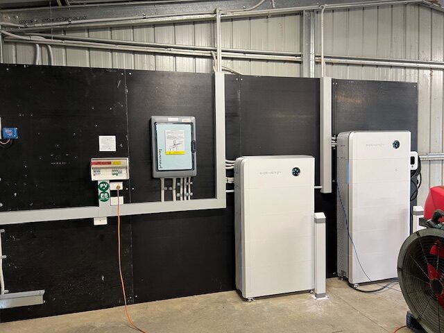 Two SigenStor battery towers on an off-grid switchboard in Healesville